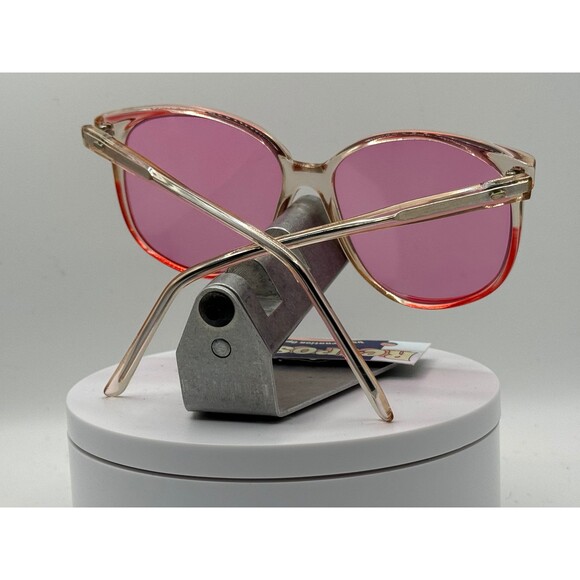 Vintage Oversize Sunglasses NOS Preppy Bright Rose Lens Clear & Red Frame 80-90s - Picture 6 of 10